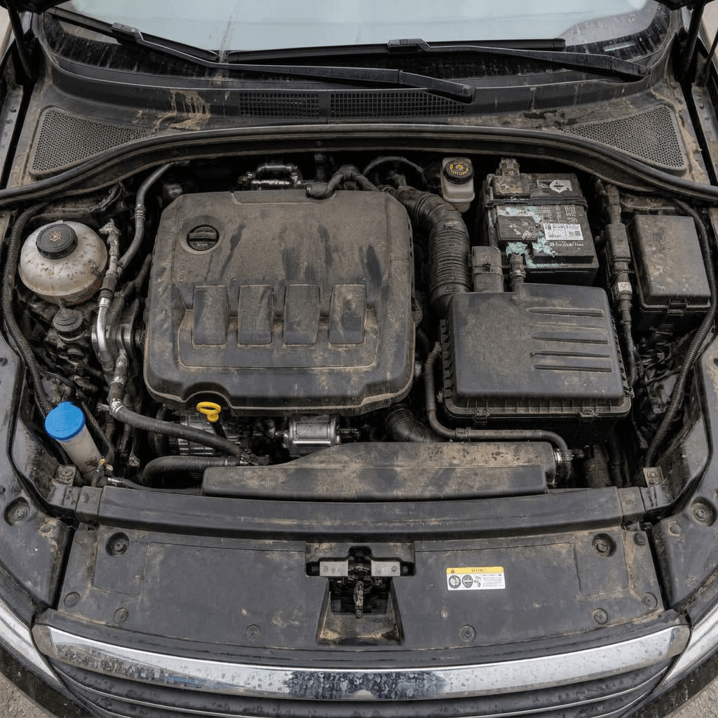 Vorher — Motorraum-Detailing